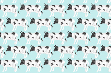 Plastic cow doll isolated on color background