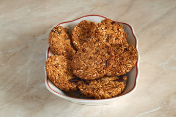 Healthy snack granola whole grain cookies. Healthy food and lifestyle concept