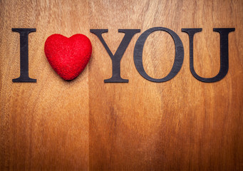 I love you on wooden background