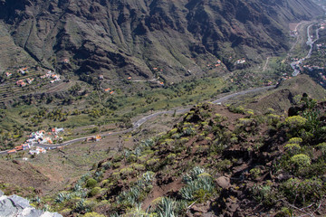 Mountains near Valle Gran Rey at the Western part of La Gomera Island, Canary Islands, Spain.