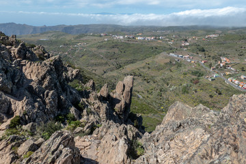 Fototapeta na wymiar View from Fortaleza de Chipude, a mountain on La Gomera Island, Canary Islands, Spain.