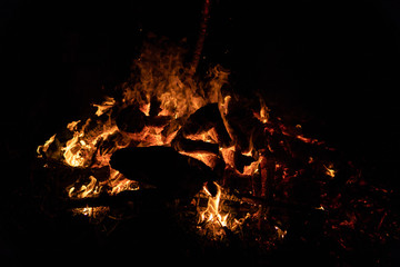 Night campfire with available space at left side.