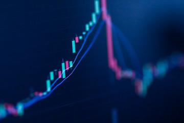 Stock exchange market chart, Stock market data on LED display. Business analysis concept.