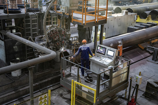 Zagorsk Pipe Plant. Industrial production workshop for the oil and gas industry. Moscow region, Russia