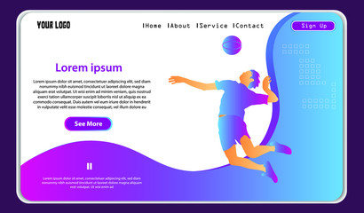 Landing page sport (volley Ball Edition) web design vector, for your web, online shop and more, modern vector illustration and easy for edit