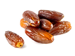Dried fruit dates on a white background. Dried date palm fruit