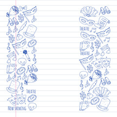 Theatre vector illustration. Entertaiment, cinema, stage, event. Background for banners, posters.