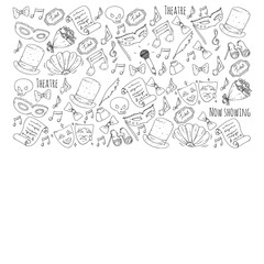 Theatre vector illustration. Entertaiment, cinema, stage, event. Background for banners, posters.