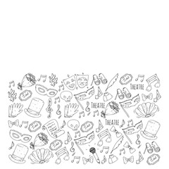 Theatre vector illustration. Entertaiment, cinema, stage, event. Background for banners, posters.