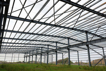 Steel frame of industrial factory building