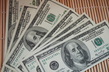 dollars old style. 100 dollar bills.