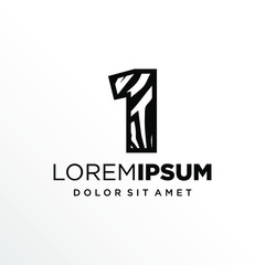Initial Number 1 Zebra Logo Design