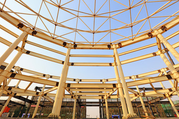 Curved steel constructed on a construction site