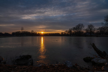 sunset over the lake