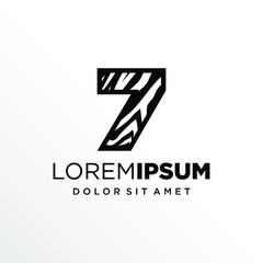 Initial Number 7 Zebra Logo Design
