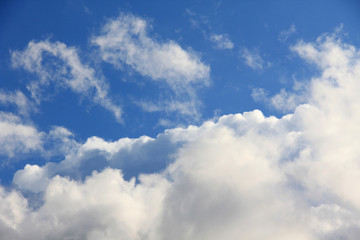 Big white clouds on a high blue sky