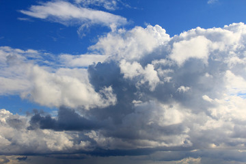 Big white clouds on a high blue sky