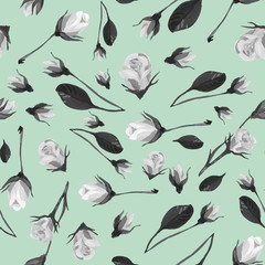Light floral seamless pattern of little roses. Design for fabric, textile, weddings, packaging, flower shop, website, floristry.