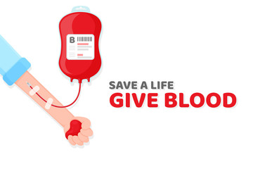 The arm that holds the heart in order to give blood. Blood donation concept for saving lives.