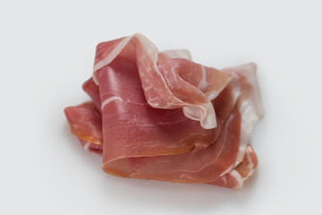 Italian parm prosciutto on white background