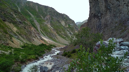 river in a gorge in the Caucasus mountains