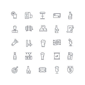 Line icons set. Pub pack. Vector illustration 