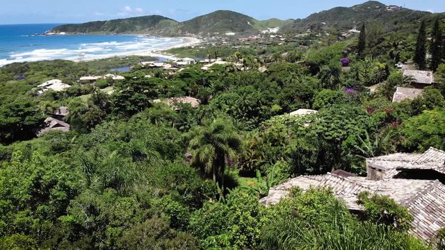 Aerial view of Rosa Beach in Santa Catarina. Beach in southern Brazil between Garopaba and Imbituba.