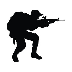 Spacial force soldier silhouette vector