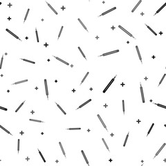 Black Medical thermometer icon isolated seamless pattern on white background. Vector Illustration