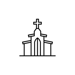church, easter, cross line icon on white background