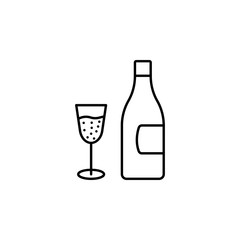 champagne, congratulation, wine, easter line icon on white background