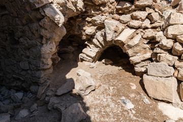 The  uninhabited abandoned ruins of the Templar Fortress Malduam in Samaria in Israel