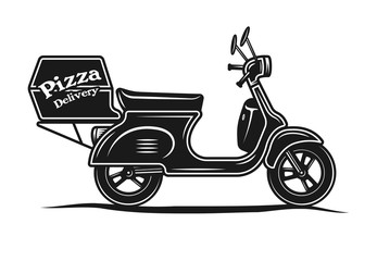 Pizza delivery motorbike vector illustration