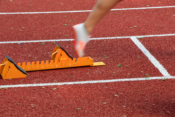 starting blocks on the runway