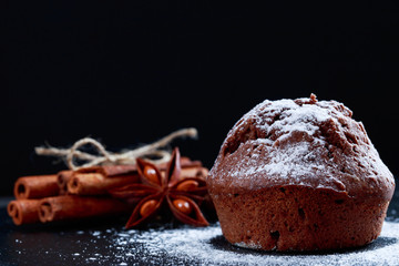 chocolate muffin and spices
