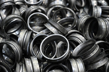 Metal pieces background. metal stamping industry. Industrial background .