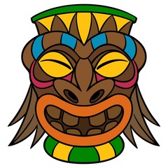 Tiki Brah - A cartoon illustration of a Polynesian Tiki.