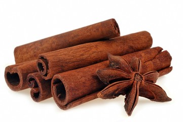 Bâtons de cannelle et anis étoilé sur fond blanc
