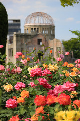 Hiroshima Peace memorial park with Rose garden