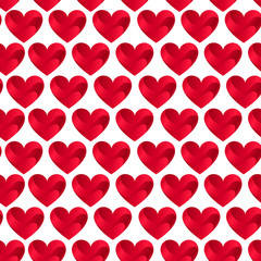 Seamless Pattern with Red Hearts on White