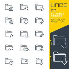 Lineo Editable Stroke - Folder and Archive line icons