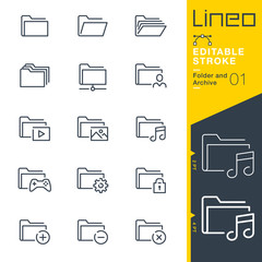 Lineo Editable Stroke - Folder and Archive line icons