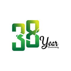 38 Years Anniversary Celebration Logo Vector Template Design Illustration
