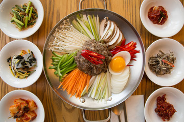 Traditional Korean food on the table.