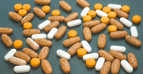 Assorted mix of tablets, vitamins, drugs