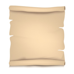 Paper - old, torn, unfolded twisted roll - isolated on a white background - art, vector. Element for design.