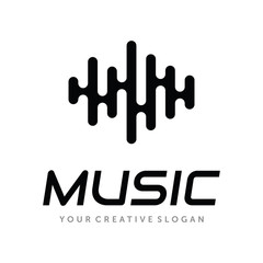 Music Logo, Audio Technology Logo, Note Music, Music Record Logo, Sound wave logo vector
