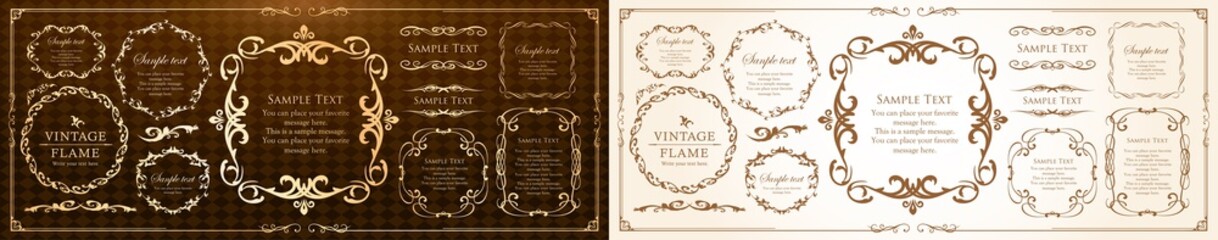 ウエディングデコレーション　デザイン素材セット　ビンテージ　フレーム　高級感　アンティーク