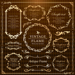 ウエディングデコレーション　デザイン素材セット　ビンテージ　フレーム　高級感　アンティーク