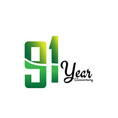 91 Years Anniversary Celebration Logo Vector Template Design Illustration